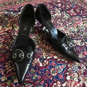 Prada pointed toe kitten heels 36 1/2